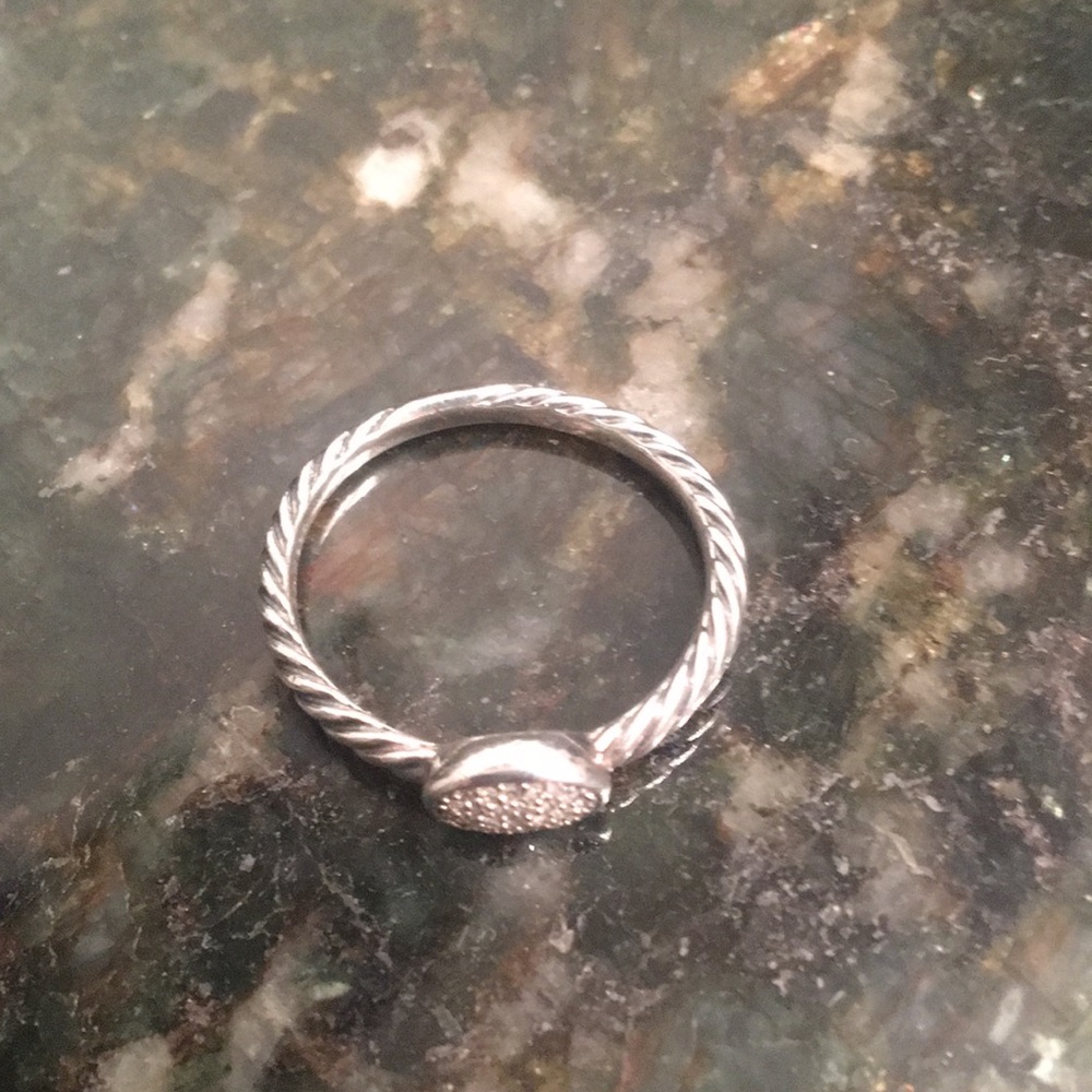 David Yurman petite oval pave diamond silver ring